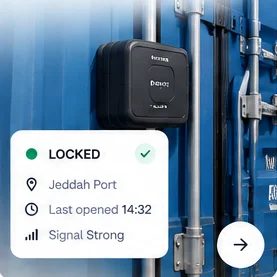 Smart lock fitted to a shipping container door