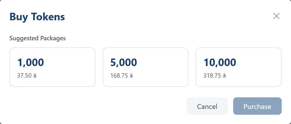 Buy extra tokens