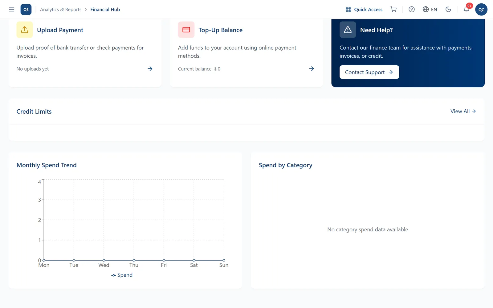 Check credit and spend charts