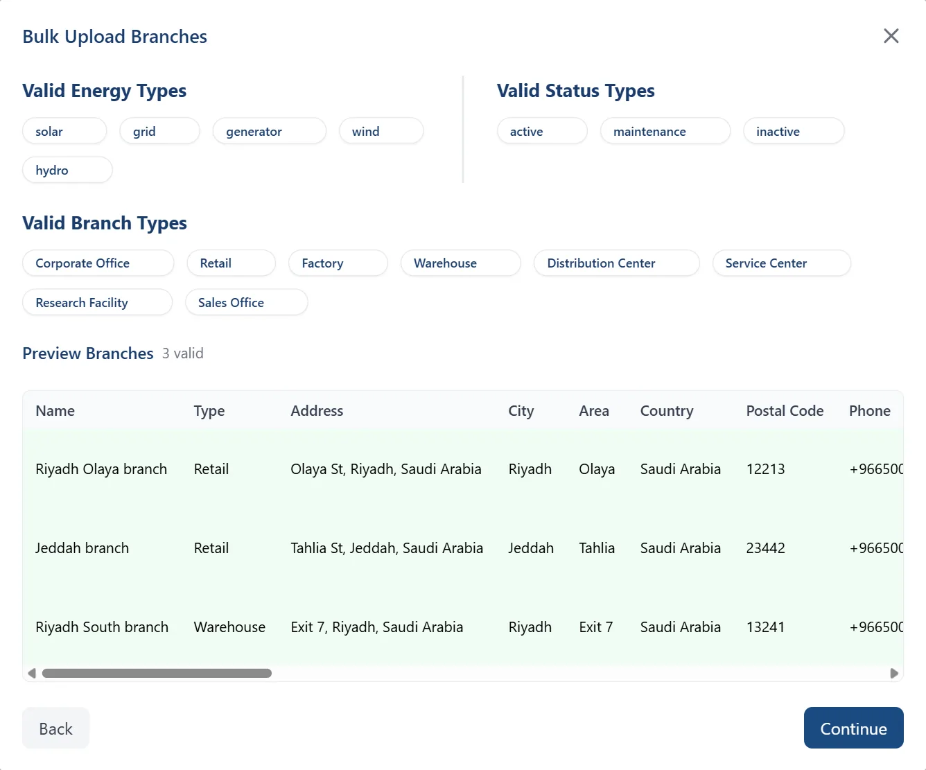 Upload the file and review the preview