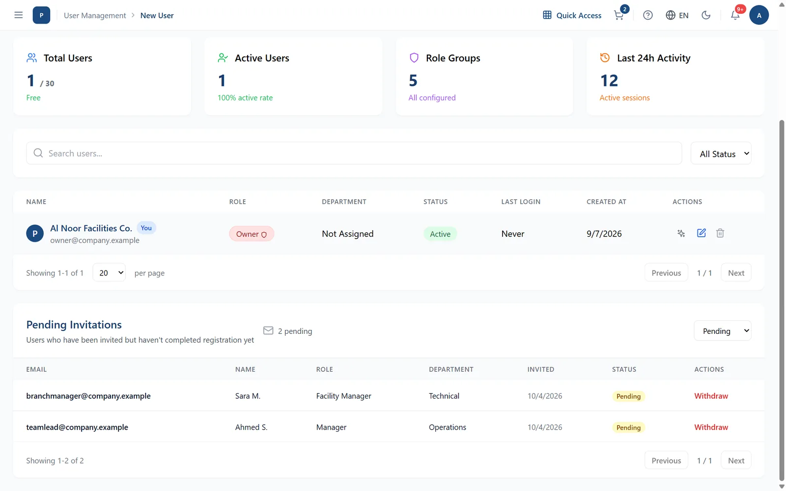 Confirm and track pending invitations