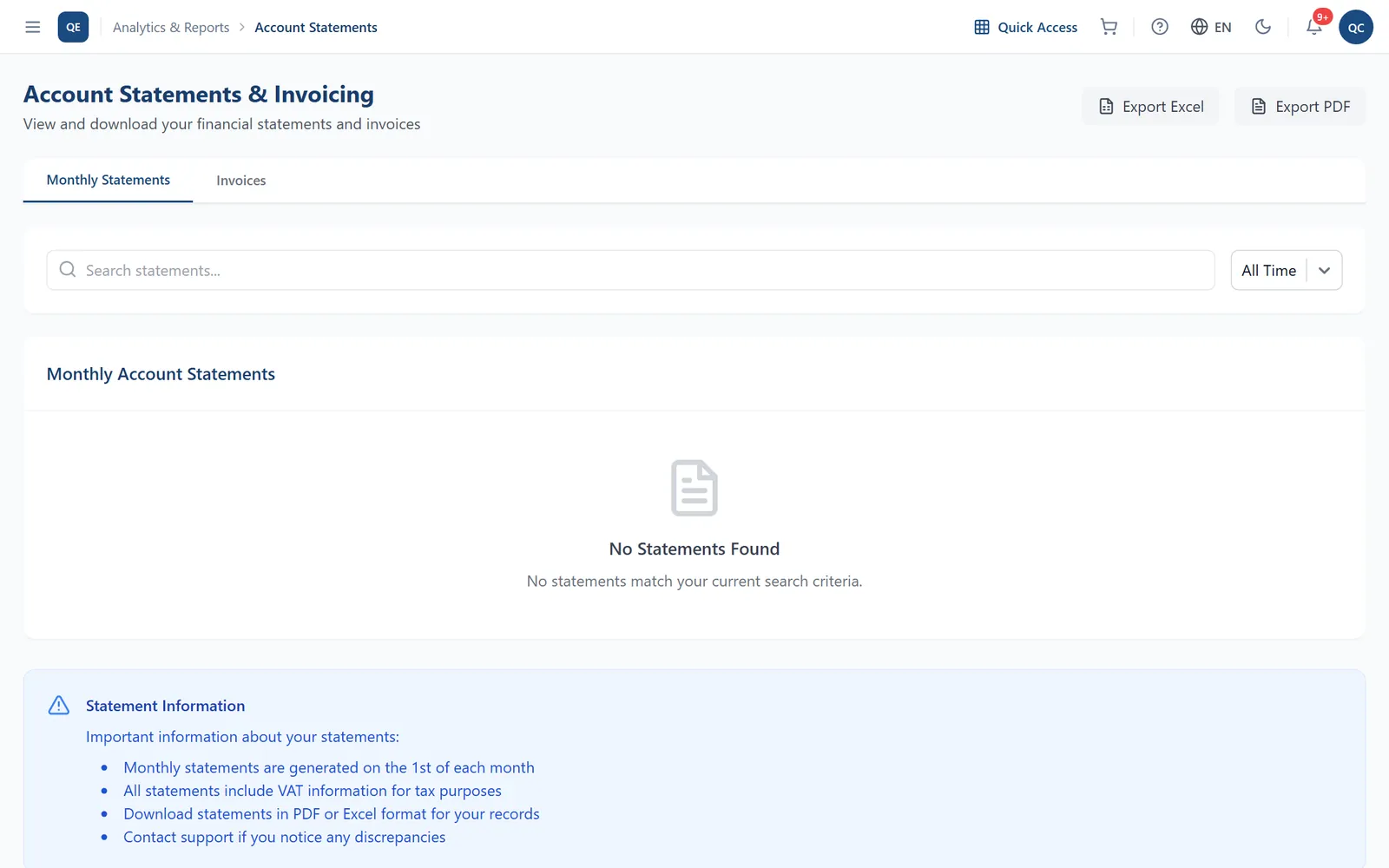 Find a statement or invoice
