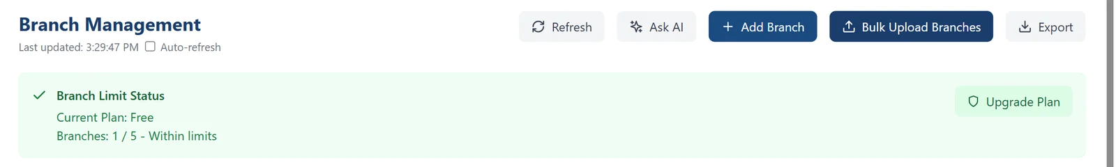 Open Bulk Upload Branches