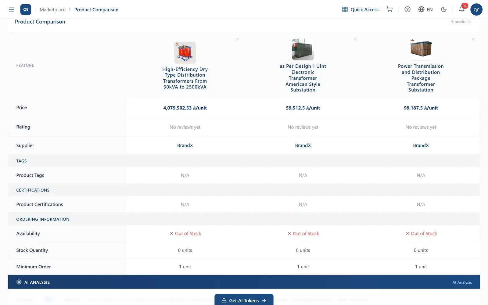 Compare products and suppliers