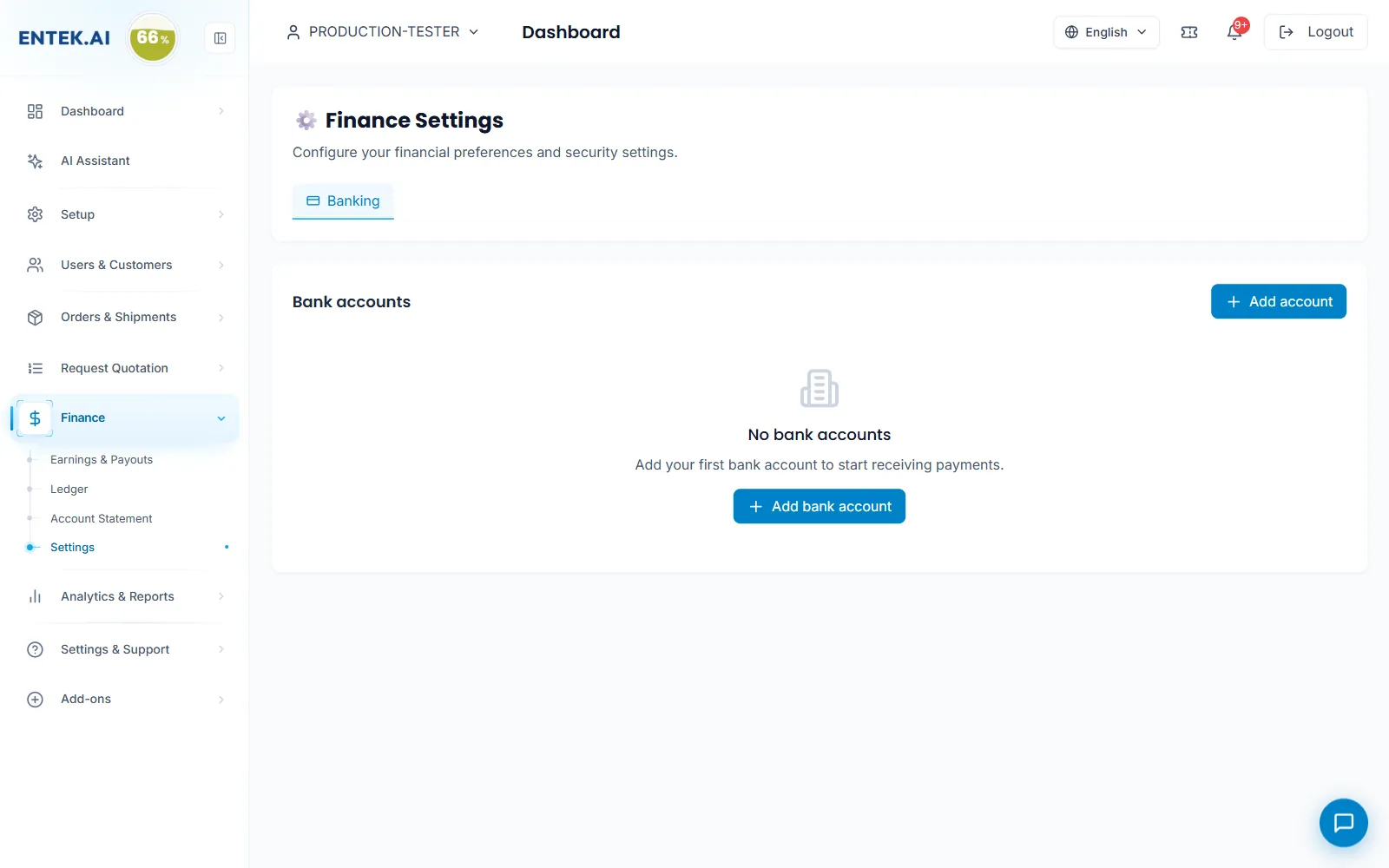 Add a bank account for payouts