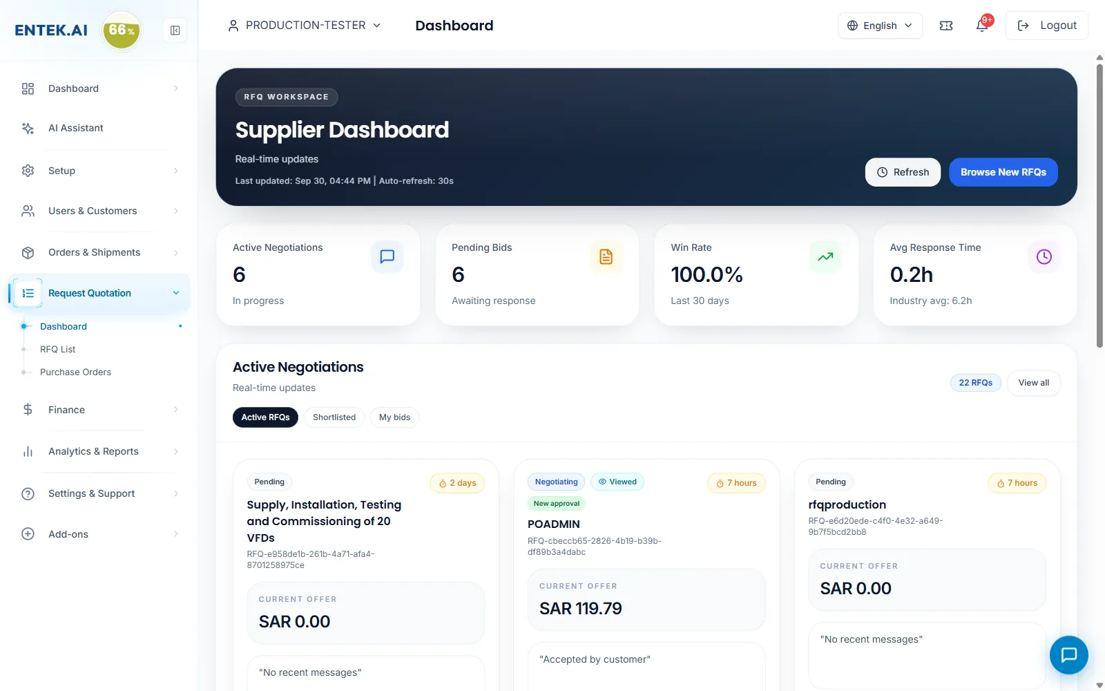 Watch the RFQ Dashboard